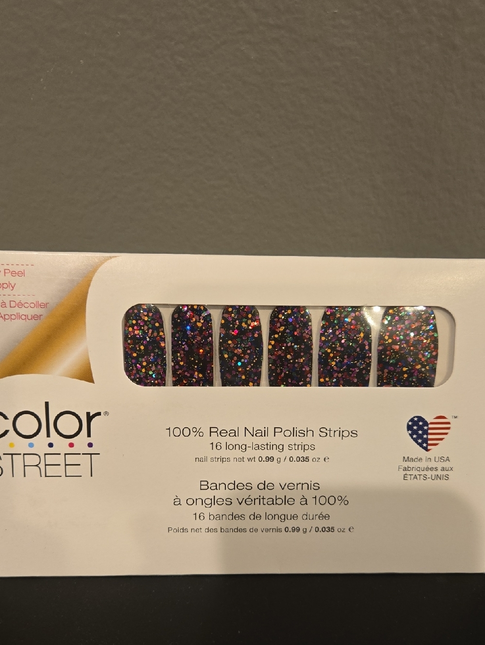 Color Street Sparkle Confetti Black Nail Polish Strips